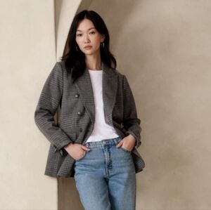 Banana Republic Factory Gray Glen Plaid Icon Blazer Size 14